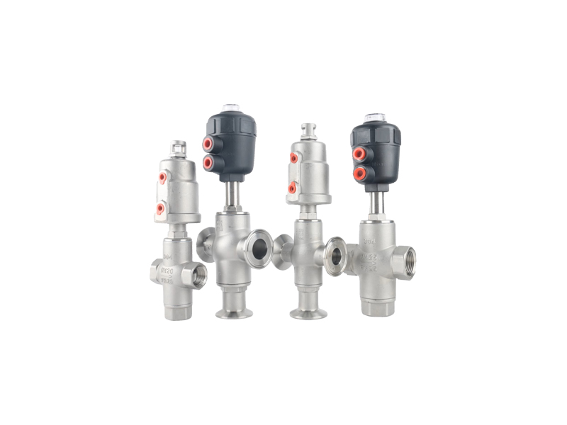 進口三通氣動角座閥